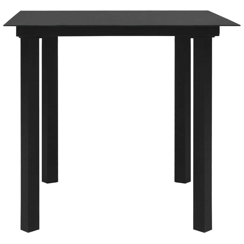vidaXL Tuintafel 80x80x74 cm staal en glas zwart afbeelding