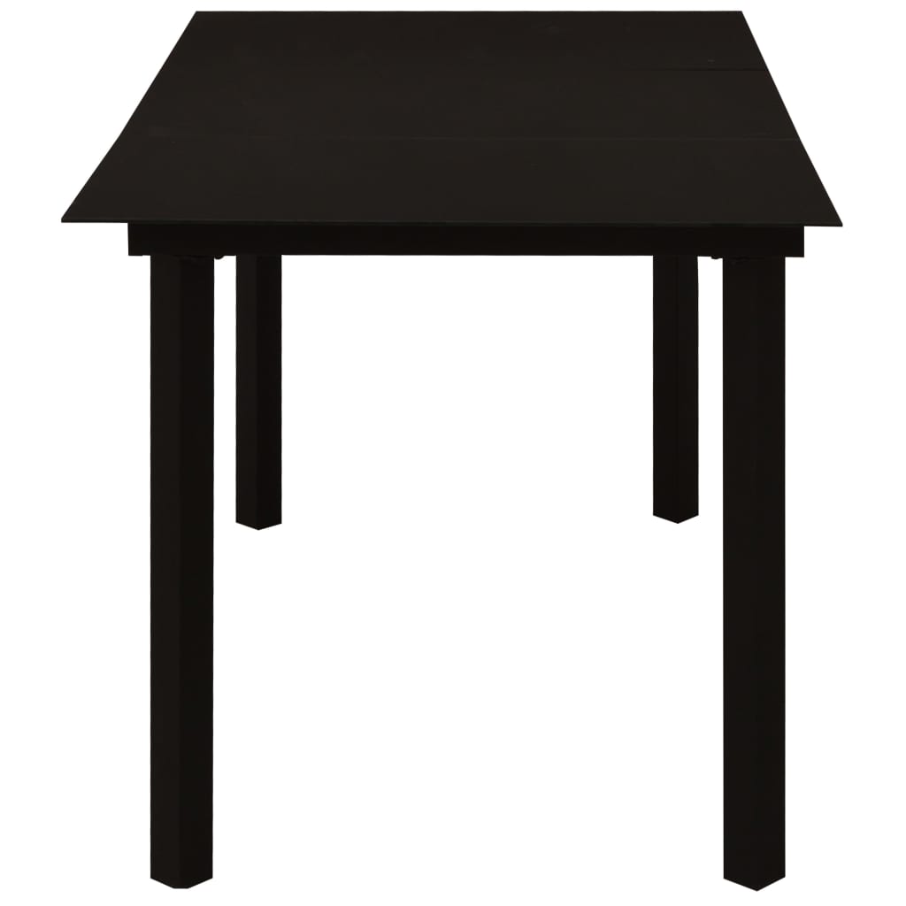 FDIT Table à dîner de jardin Noir 150x80x74 cm Acier et verre