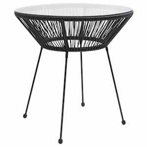 vidaXL aia s&ouml;&ouml;gilaud, must, &Oslash;70x74 cm, klaas ja rotang