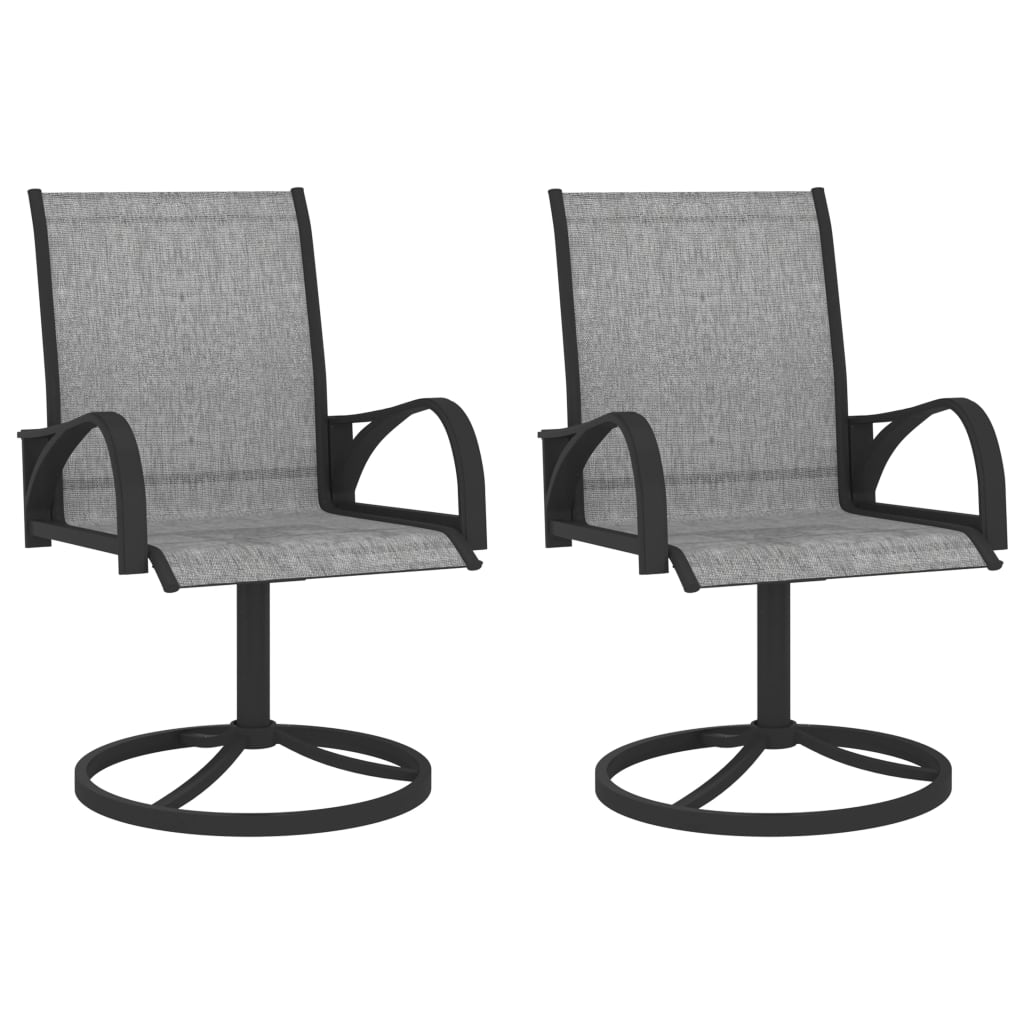  Záhradné otočné stoličky 2 ks textilén a oceľ sivé