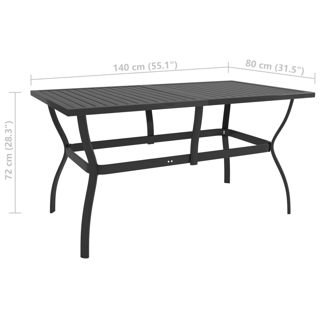 Vrtni stol antracit 140 x 80 x 72 cm čelični