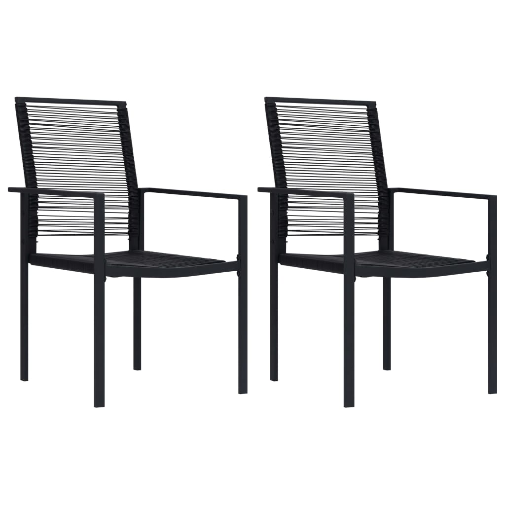  Záhradné stoličky 2 ks čierne PVC ratan