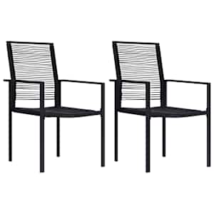 Vrtni stoli 2 kosa PVC ratan črne barve