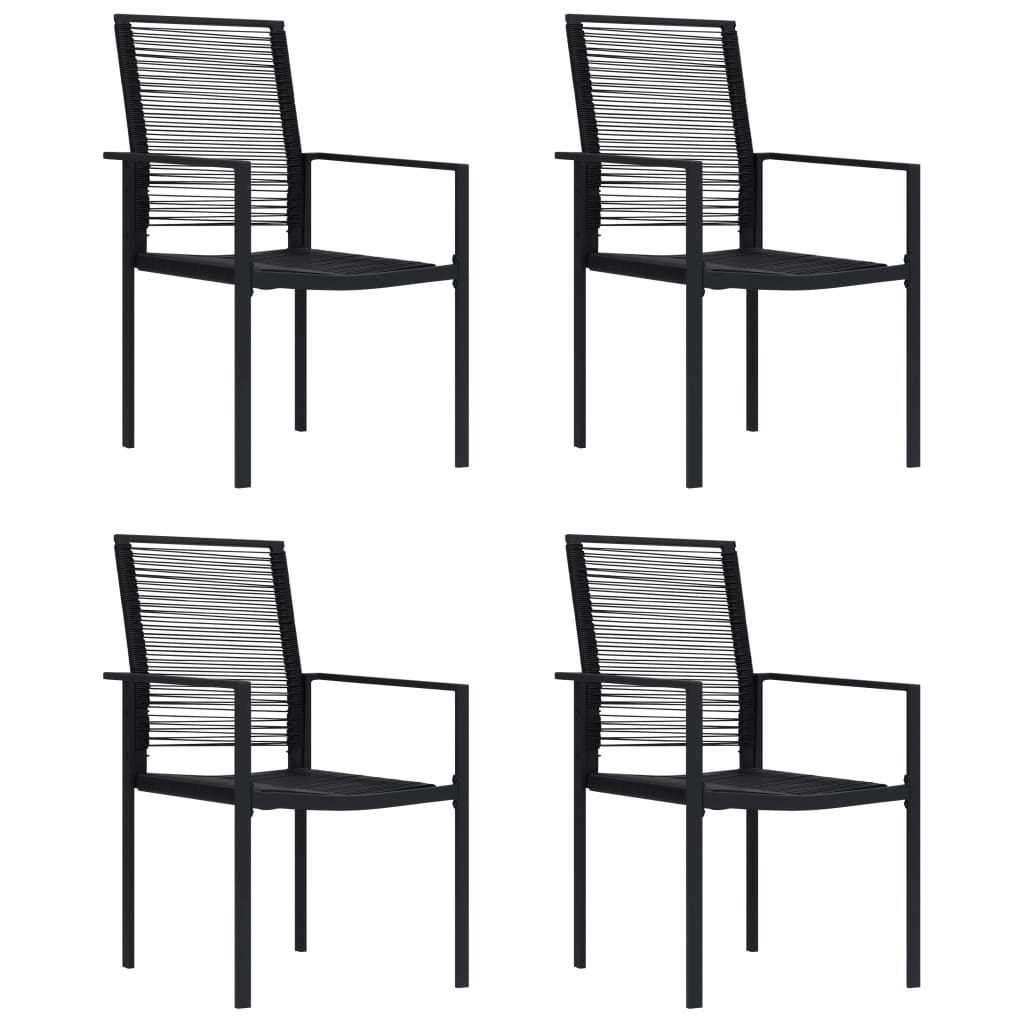 dārza krēsli, 4 gab., melna PVC rotangpalma | Stepinfit.lv