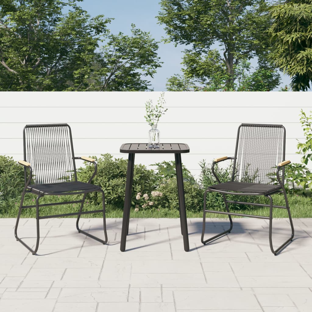 vidaXL Gartenstühle 2 Stk. Schwarz 58x59x85,5 cm PVC Rattan