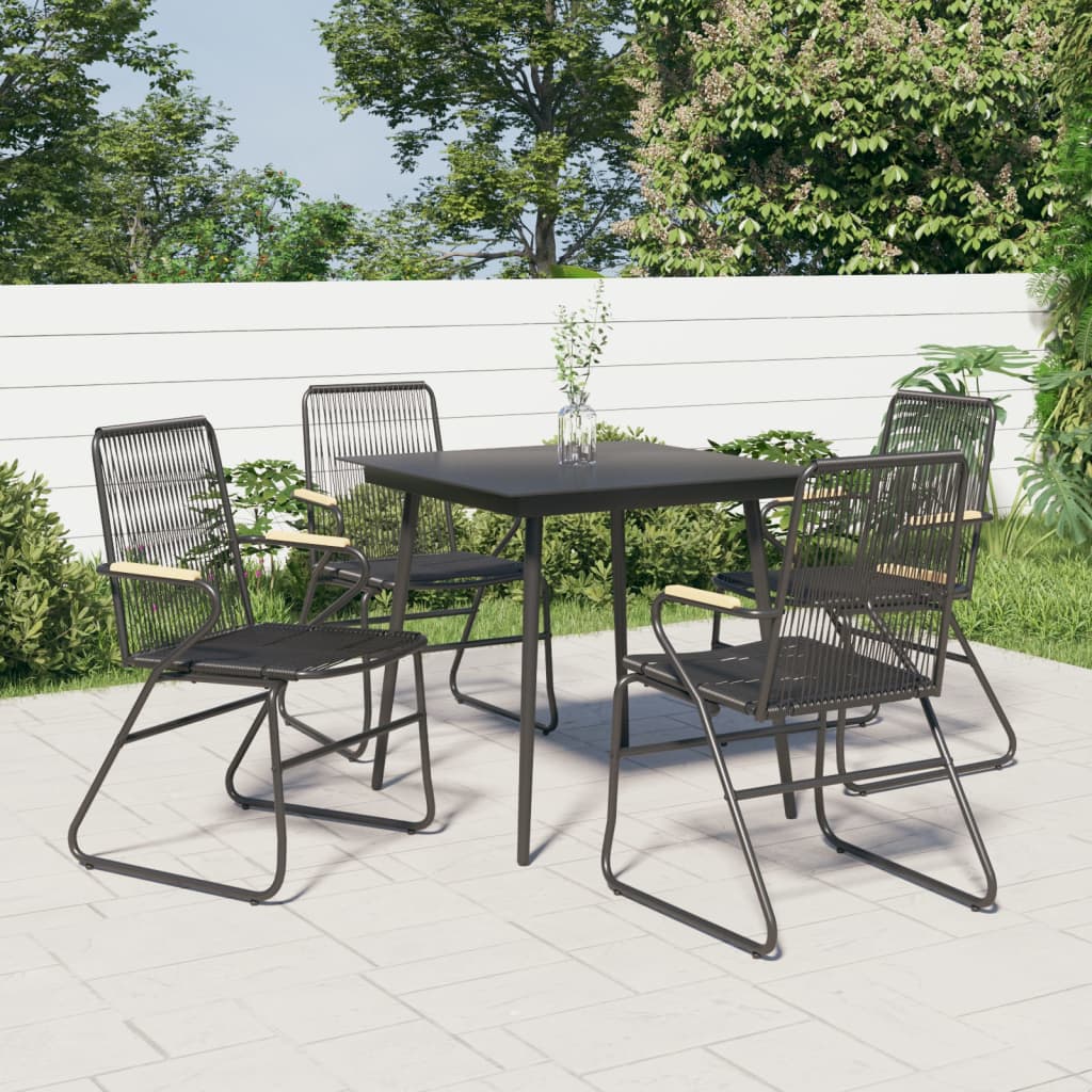 vidaXL Gartenstühle 4 Stk. Schwarz 58x59x85,5 cm PVC Rattan