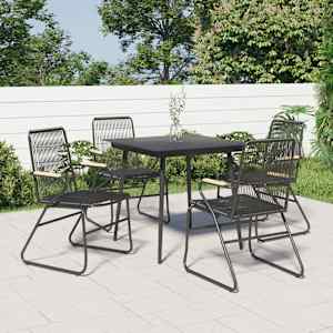 Vrtni stoli 4 kosi črni 58x59x85,5 cm PVC ratan