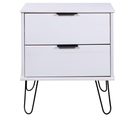 vidaXL Naktinė spintelė, baltos spalvos, 45x39,5x57cm, pu&scaron;ies masyvas