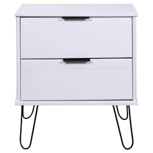 vidaXL Naktinė spintelė, baltos spalvos, 45x39,5x57cm, pu&scaron;ies masyvas