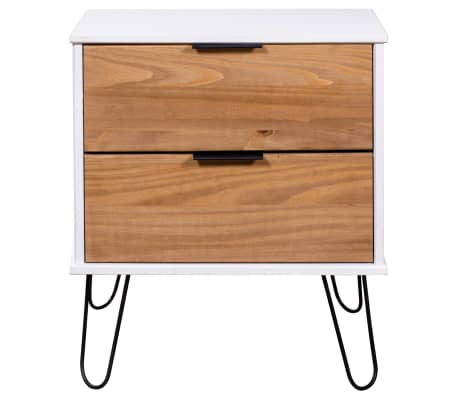 vidaXL Bedside Cabinet Light Wood and White 45x39.5x57 cm Pine Wood