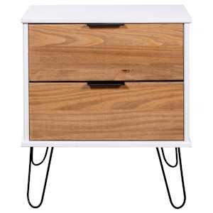 vidaXL Bedside Cabinet Light Wood and White 45x39.5x57 cm Pine Wood