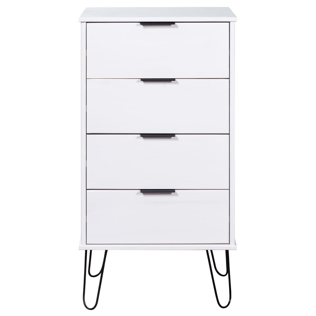vidaXL Drawer Cabinet White 45x39.5x90.3 cm Solid Pine Wood