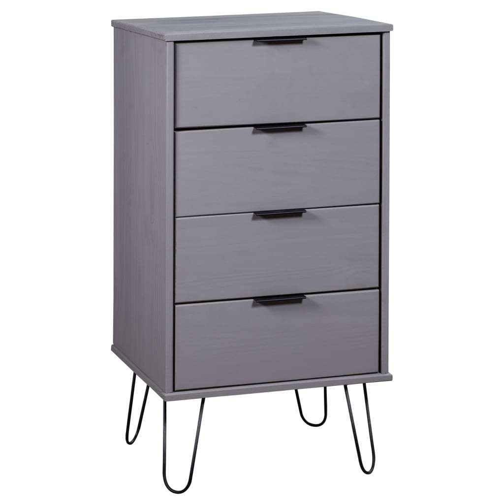 Image of vidaXL Drawer Cabinet Grey 45x39.5x90.3 cm Solid Pine Wood
