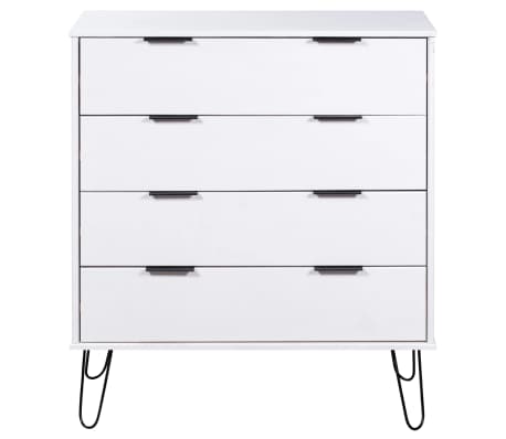 vidaXL Drawer Cabinet White Solid pine wood, metal Medium Drawer Cabinet