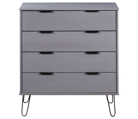 vidaXL Drawer Cabinet Gray 30.1"x15.6"x35.6" Solid Pine Wood