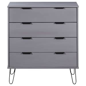 vidaXL Drawer Cabinet Gray 30.1"x15.6"x35.6" Solid Pine Wood