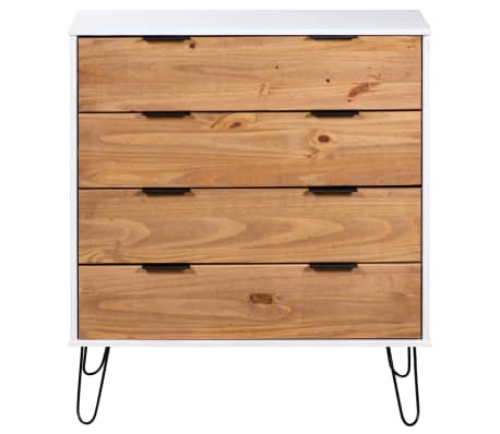 vidaXL Drawer Cabinet Light Wood and White 76.5x39.5x90.3 cm Pine Wood
