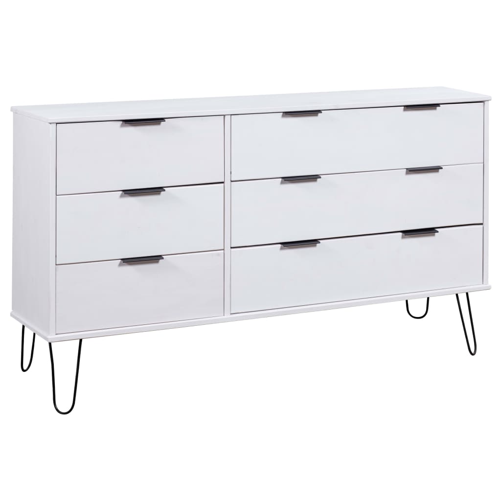 Image of vidaXL Drawer Cabinet White 119.3x39.5x73.6 cm Solid Pine Wood