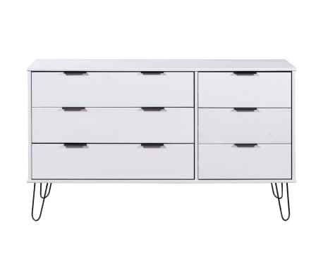 vidaXL Drawer Cabinet White 47"x15.6"x29" Solid Pine Wood