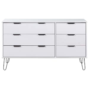 vidaXL Drawer Cabinet White 47"x15.6"x29" Solid Pine Wood
