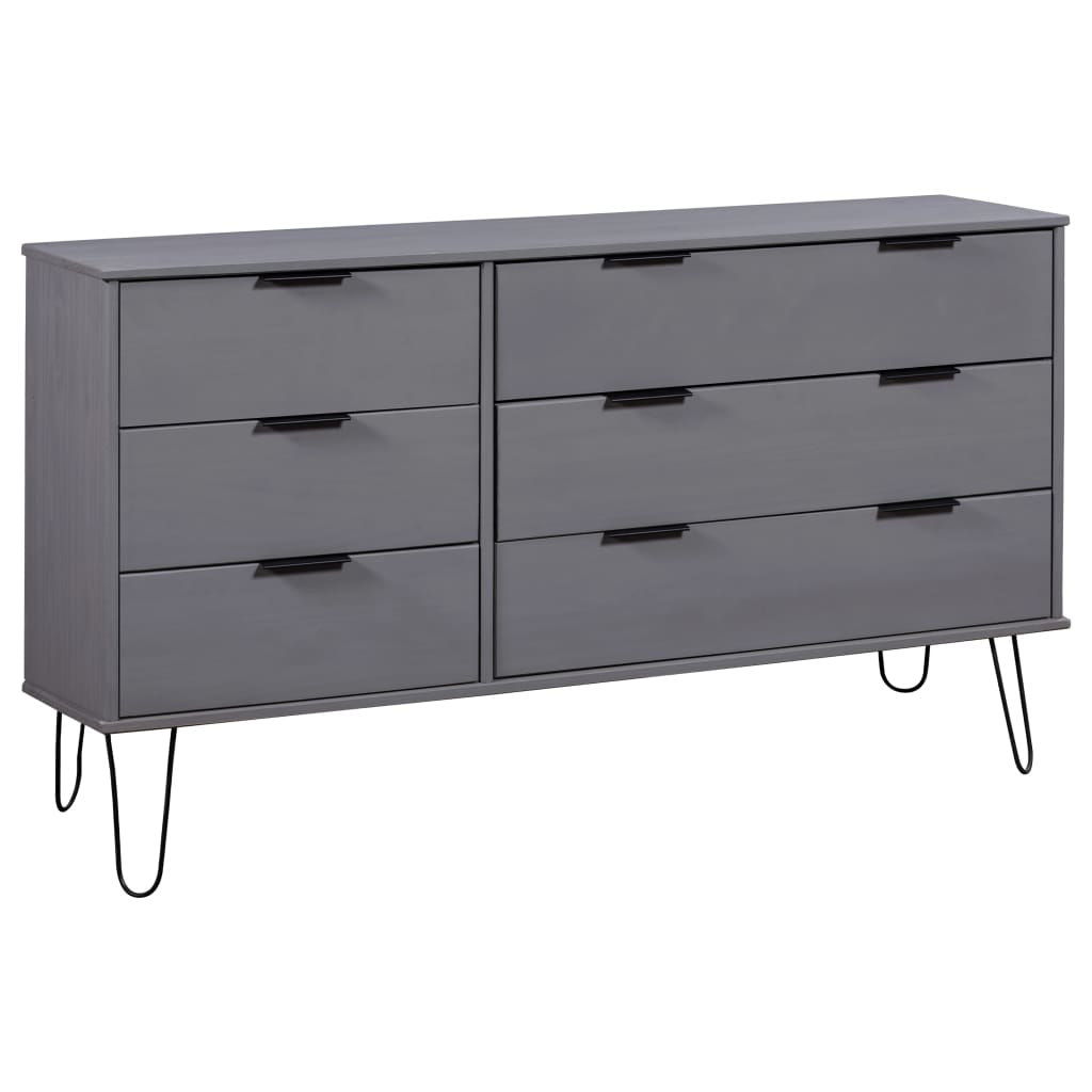 

vidaXL Drawer Cabinet Gray 47"x15.6"x29" Solid Pine Wood