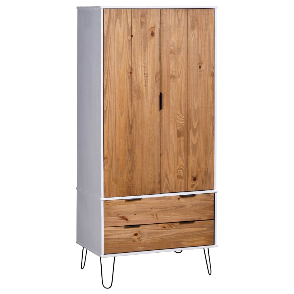 

vidaXL Wardrobe "New York Range" White and Light Wood Solid Pine Wood