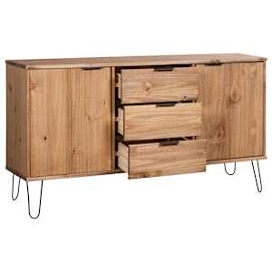 vidaXL Šoninė spintelė New York Range, šviesi medienos, pušies masyvas