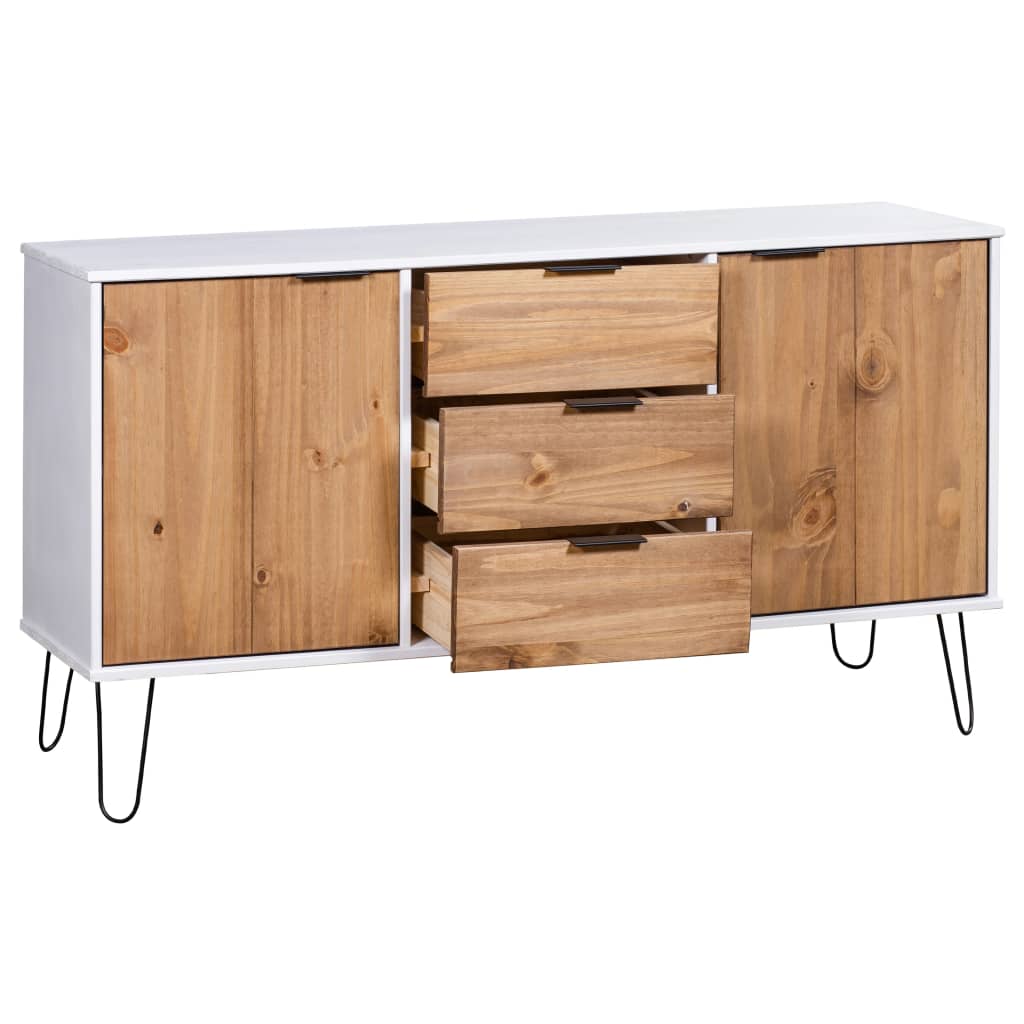 

vidaXL Dressoir New York Range massief grenenhout wit lichthoutkleurig