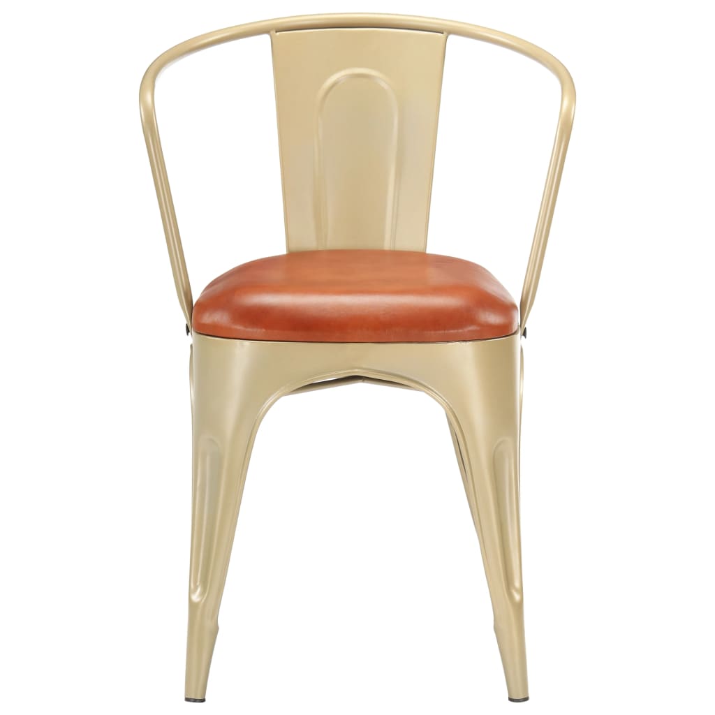 vidaXL Chaises à manger lot de 6 marron cuir véritable