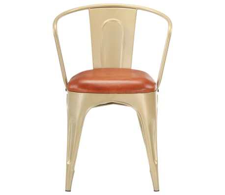vidaXL Valgomojo kėdės, 6vnt., rudos spalvos, tikra oda (3x286606)