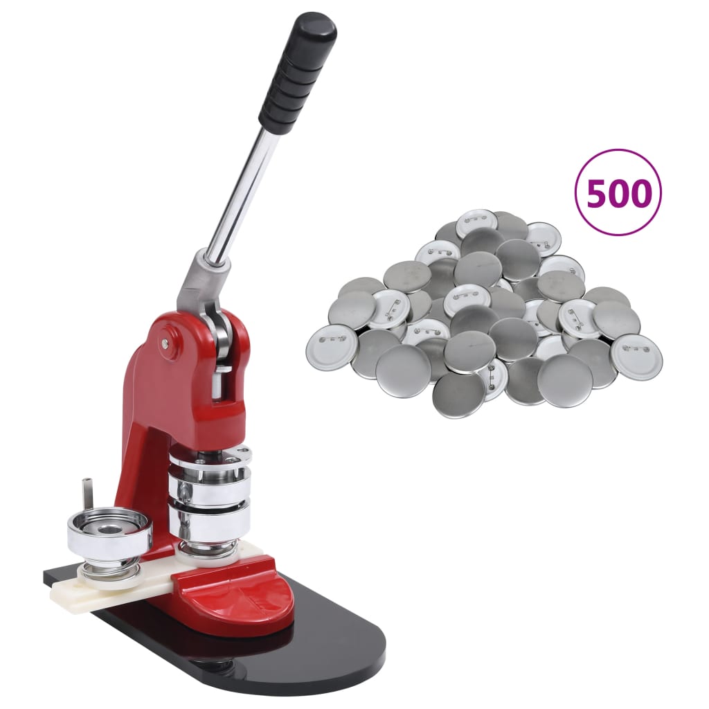 vidaXL Presă insigne cu 500 piese de insignă cu agrafă, 44 mm vidaxl.ro