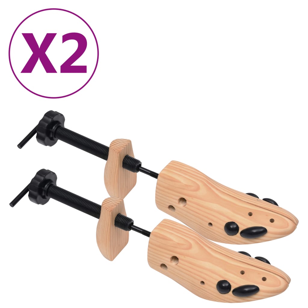 vidaXL Șanuri de pantofi, 2 perechi, mărime 36-40, lemn masiv de pin poza 2021 vidaXL