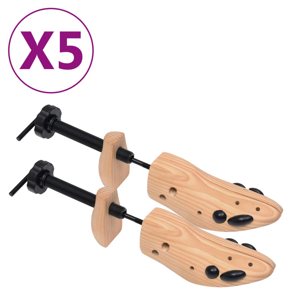 vidaXL Șanuri de pantofi, 5 perechi, mărime 41-46, lemn masiv de pin poza 2021 vidaXL