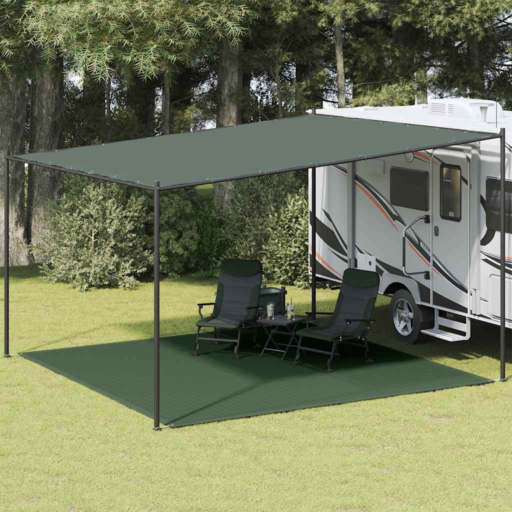 vidaXL Covor pentru cort, verde închis, 400x400 cm, HDPE