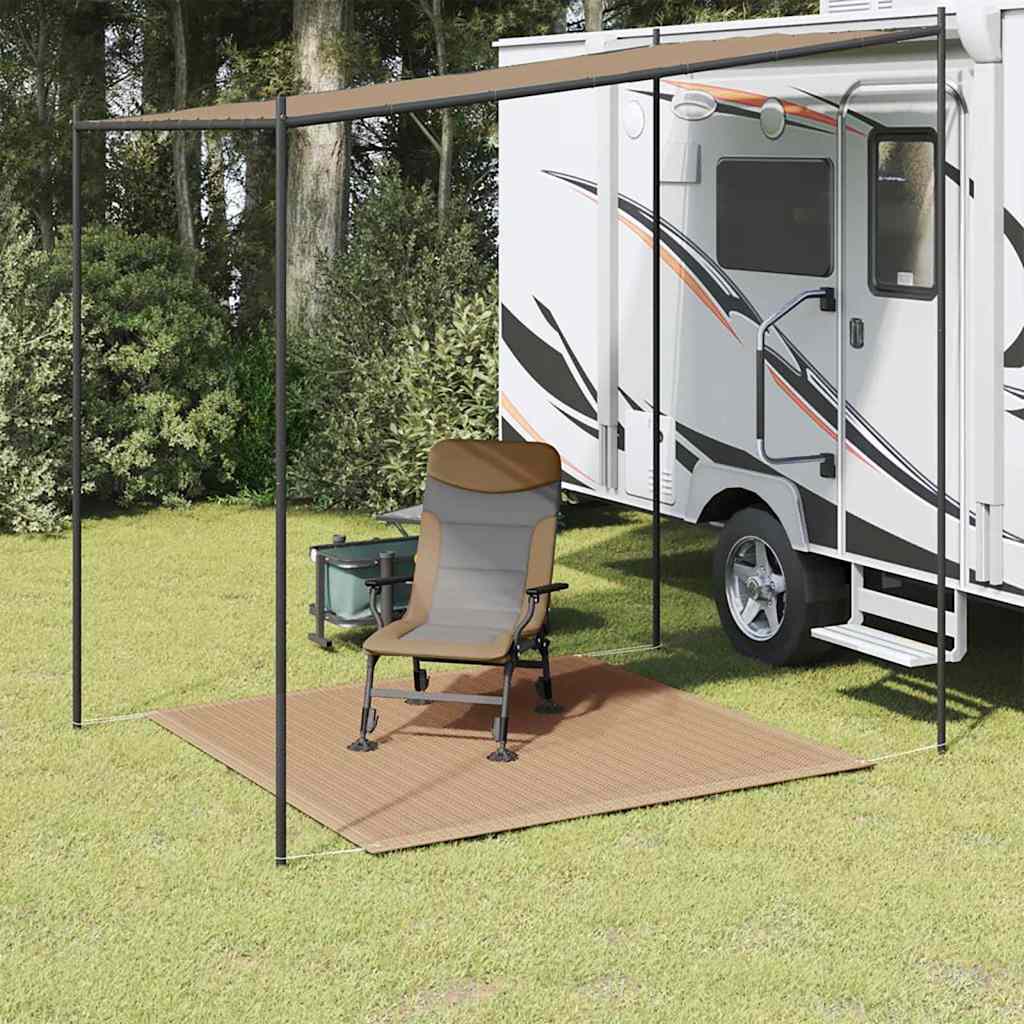 Telttæppe 200 × 200 cm - gråbrun HDPE, åndbart og vejrbestandigt