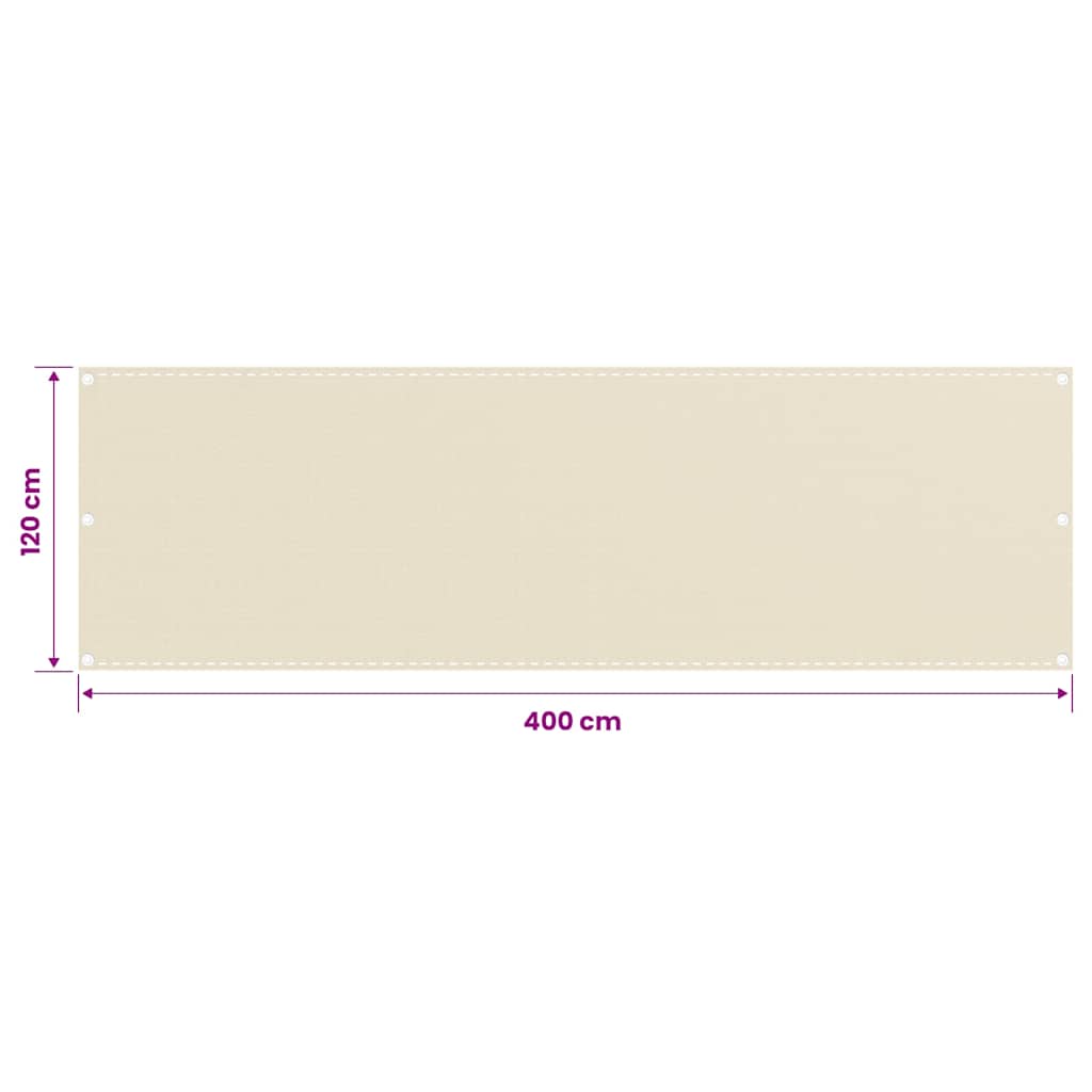 Balkonová zástěna krémová 120 x 400 cm HDPE310929