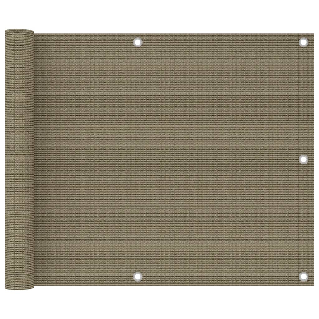 vidaXL Paravan de balcon, gri taupe, 75x500 cm, HDPE
