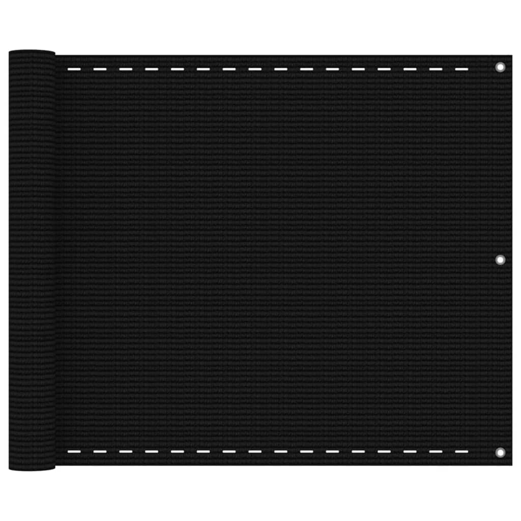 vidaXL Balkonscherm 75×300 cm HDPE zwart