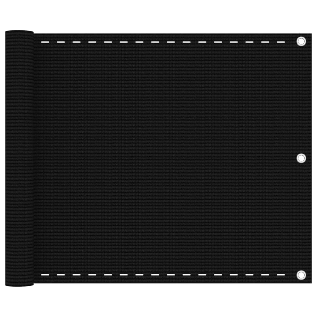 vidaXL altanafskærmning 75x600 cm HDPE sort