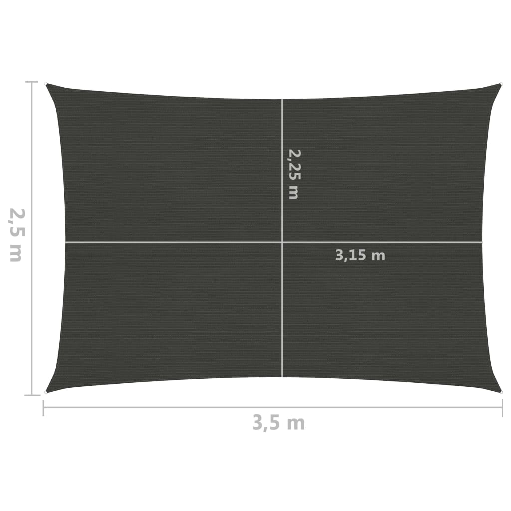 Sonnensegel 160 g/m² Anthrazit 2,5x3,5 m HDPE