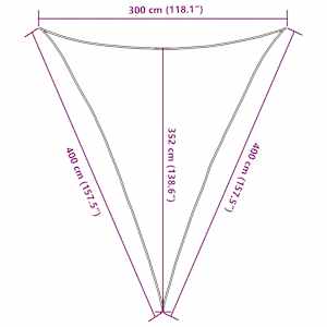 Senčno jadro 160 g/m² belo 3x4x4 m HDPE - slika 10
