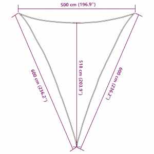 Senčno jadro 160 g/m² belo 5x6x6 m HDPE - slika 10
