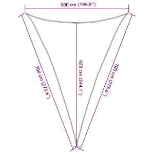 Senčno jadro 160 g/m² belo 5x7x7 m HDPE - slika 10
