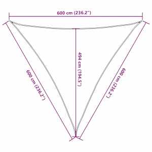 Senčno jadro 160 g/m² belo 6x6x6 m HDPE - slika 10