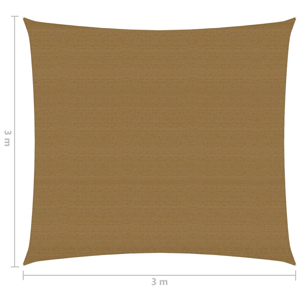 Żagiel przeciwsłoneczny, 160 g/m², kolor taupe, 3x3 m, HDPE