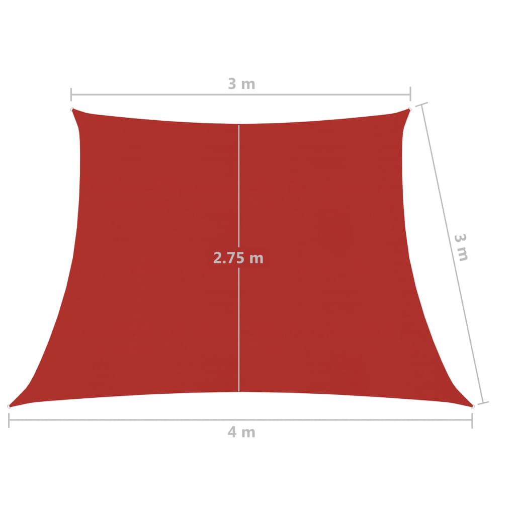 Jedro za zaštitu od sunca 160 g/m² crveno 3/4 x 3 m HDPE