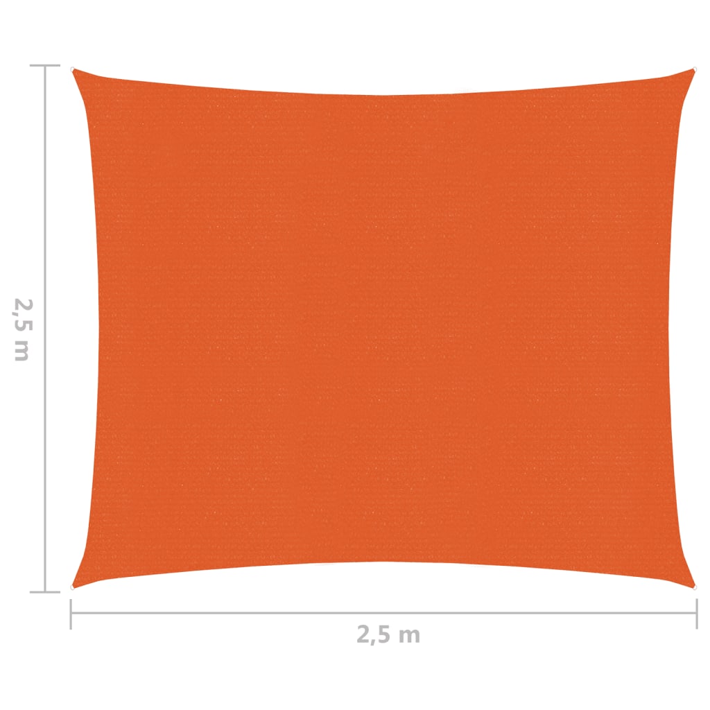 Jedro za zaštitu od sunca 160 g/m² narančasto 2,5 x 2,5 m HDPE