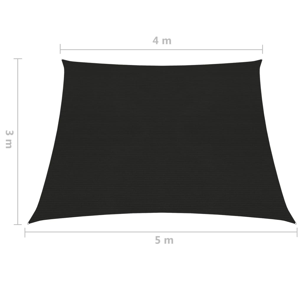 Zonnezeil 160 g/m² 4/5x3 m HDPE zwart