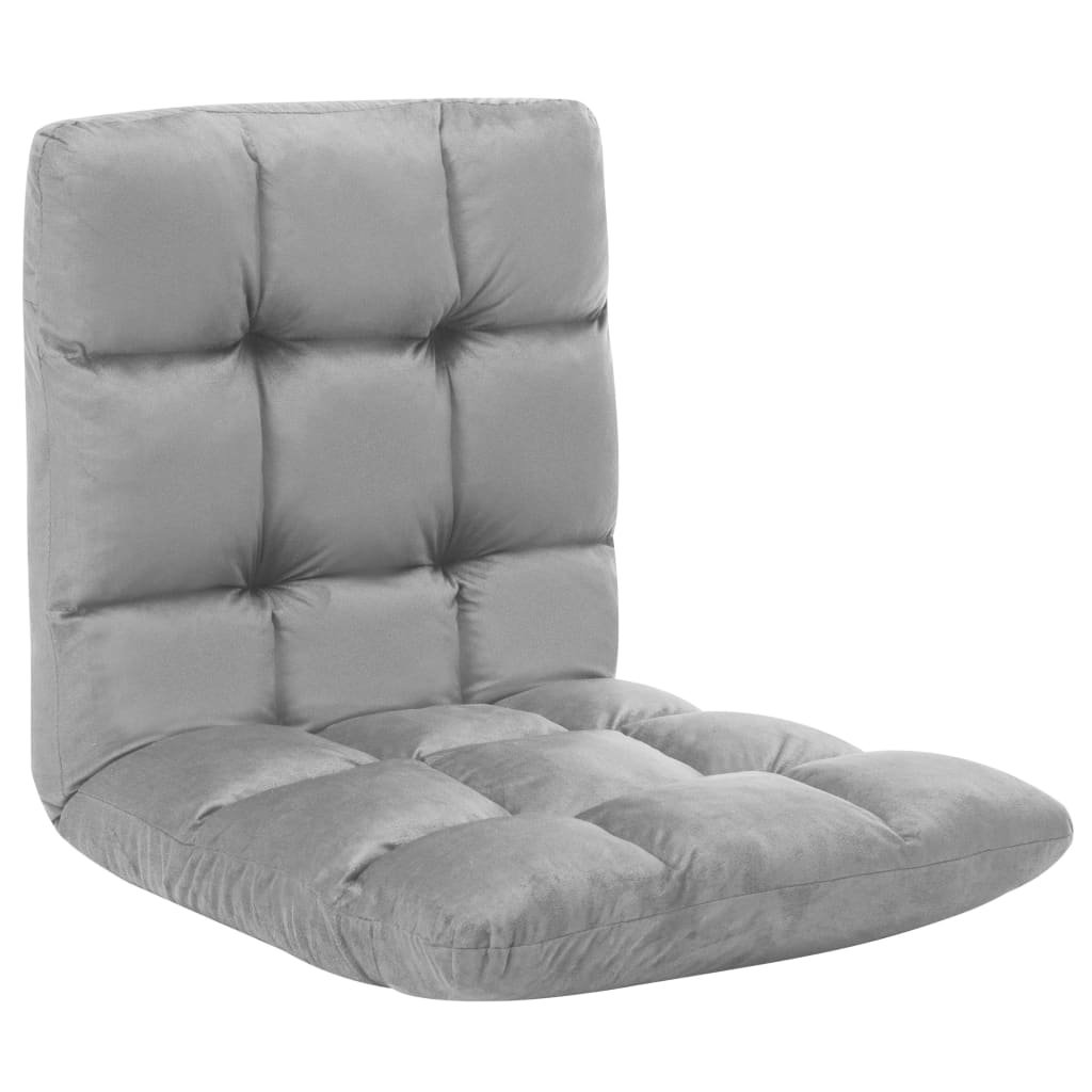 Folding Floor Chair Light Grey Microfibre