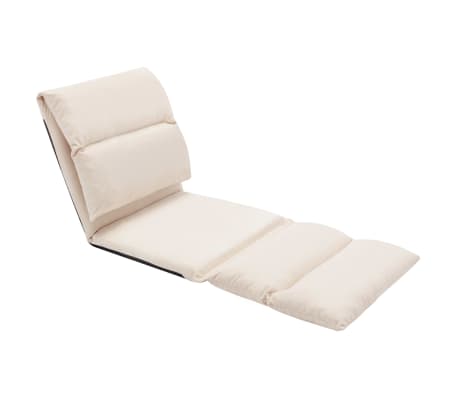 vidaXL Chaise pliable de sol Cr&egrave;me Microfibre
